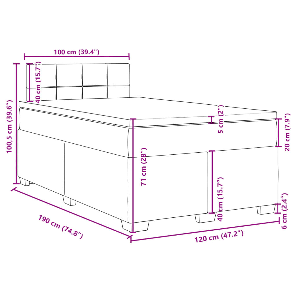 Box spring postel s matrací krémová 120x190 cm textil - obrázek 13
