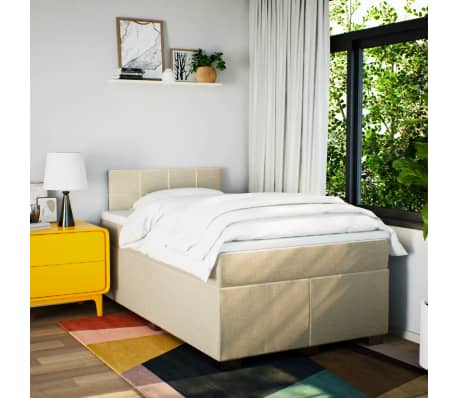 vidaXL kontinentalseng med madras 120x190 cm stof cremefarvet