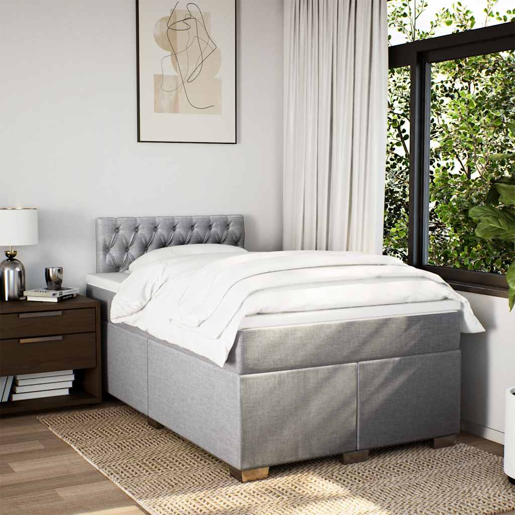 vidaXL Boxspring met matras stof lichtgrijs 120x190 cm afbeelding