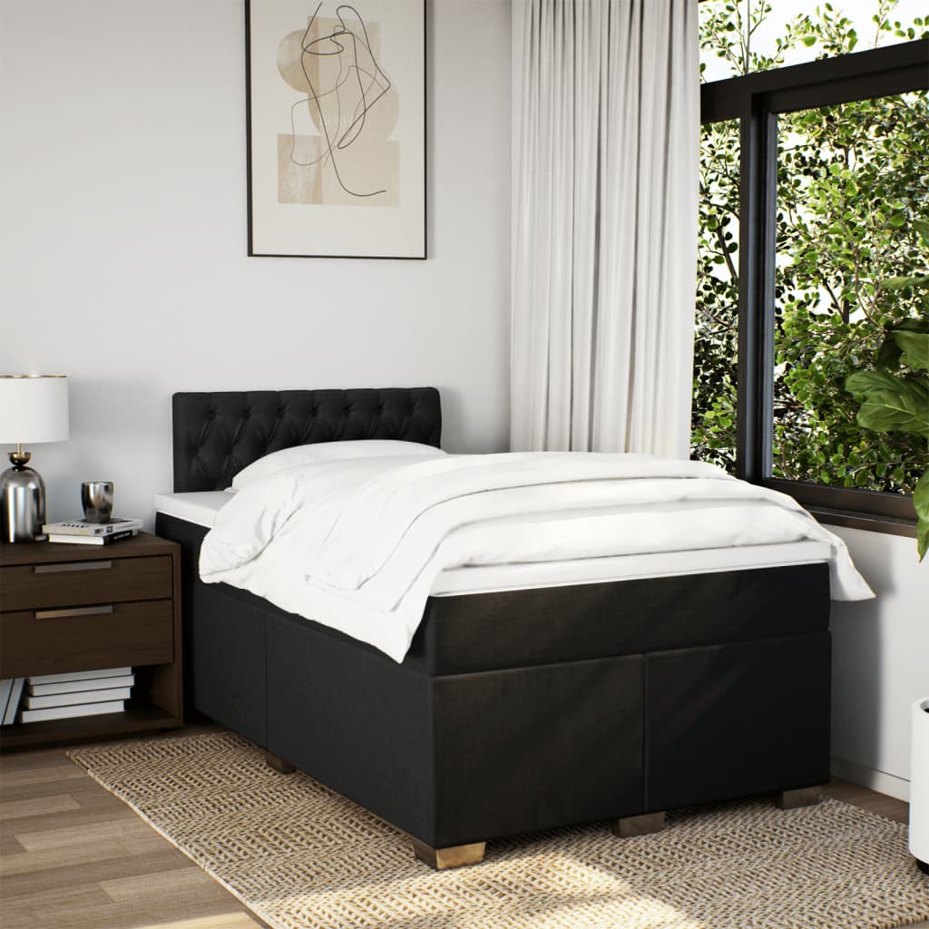 vidaXL Boxspring met matras stof zwart 120x190 cm afbeelding