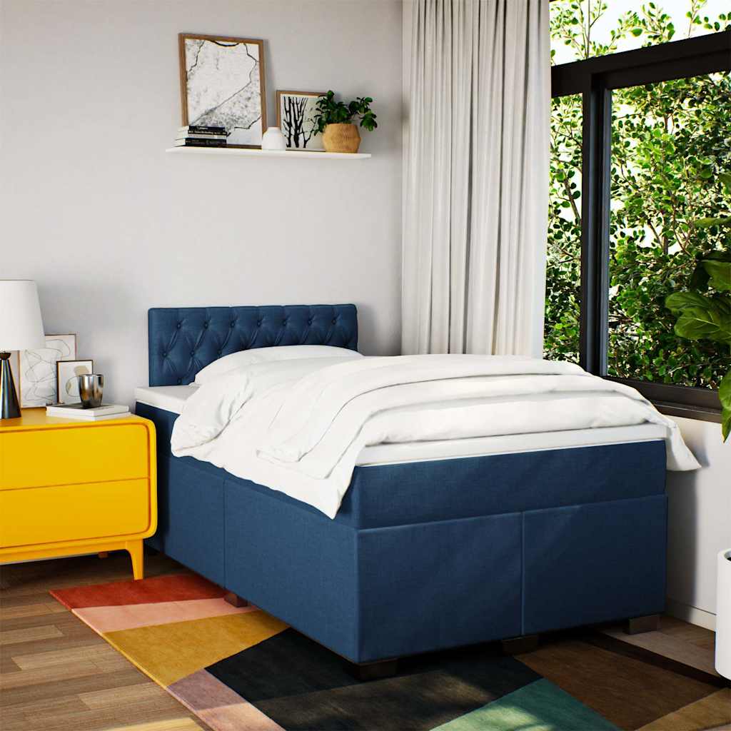 vidaXL Boxspring met matras stof blauw 120x190 cm afbeelding