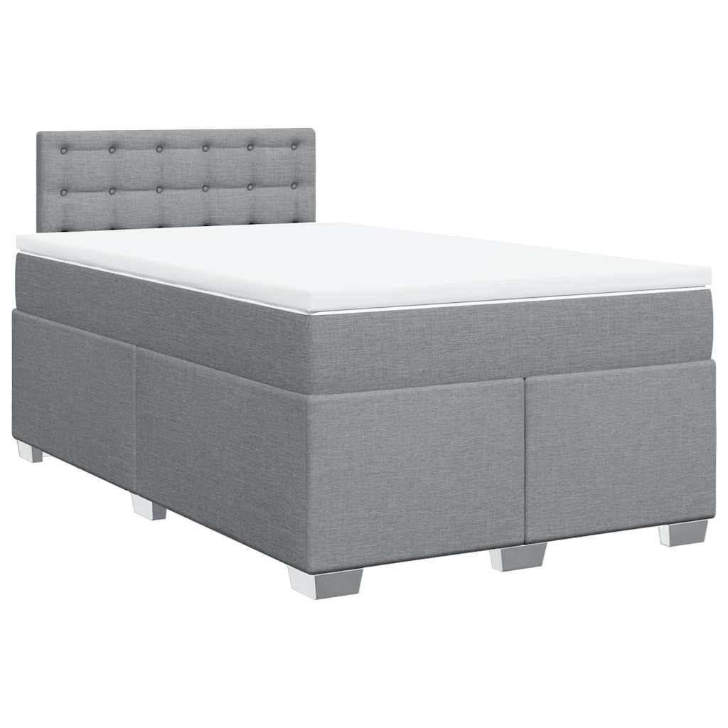 vidaXL Pat box spring cu saltea, gri deschis, 120x190 cm, textil