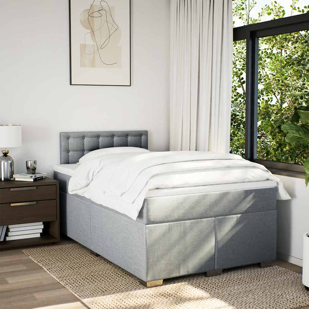 vidaXL Boxspring met matras stof lichtgrijs 120x190 cm afbeelding