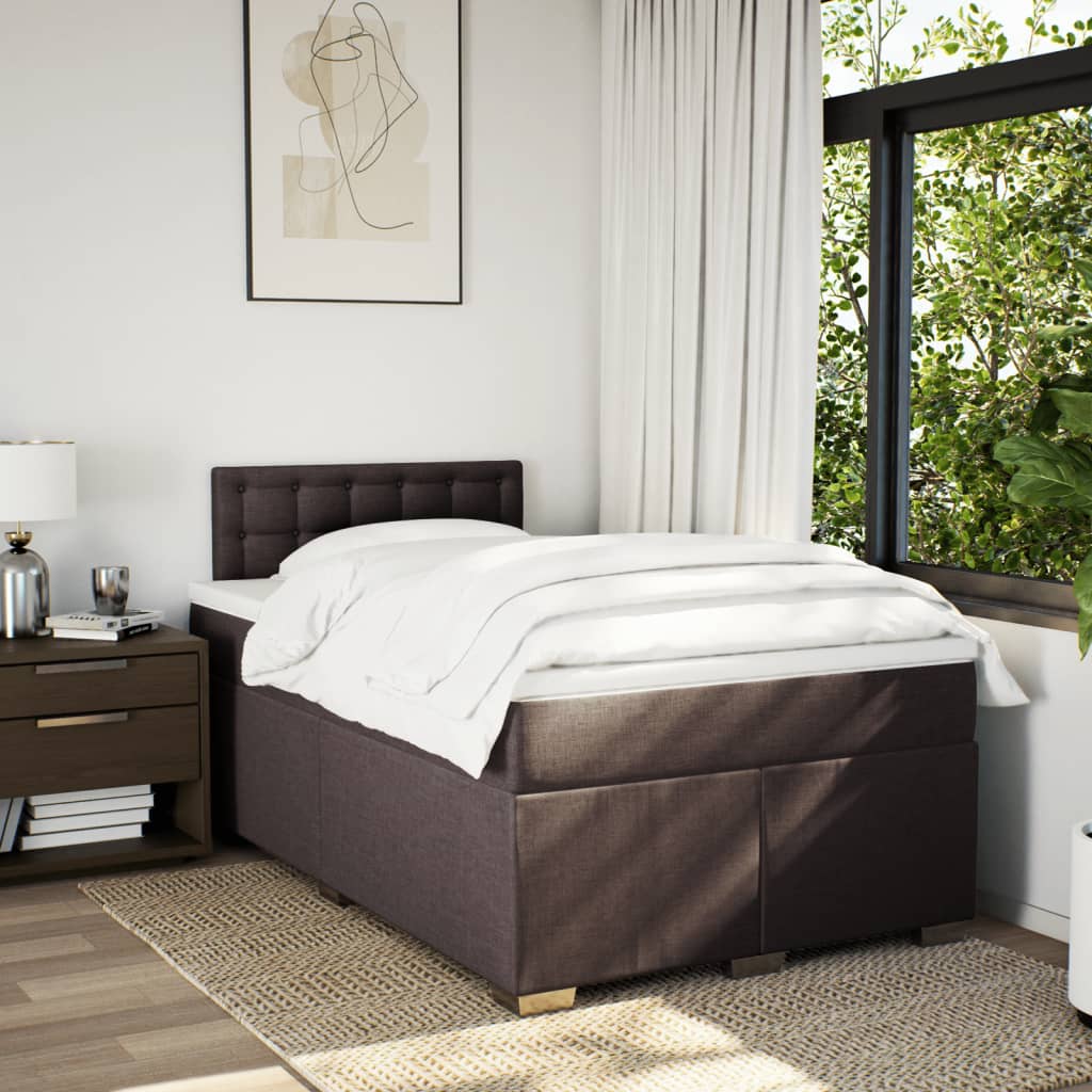 vidaXL Boxspring met matras stof donkerbruin 120x190 cm afbeelding