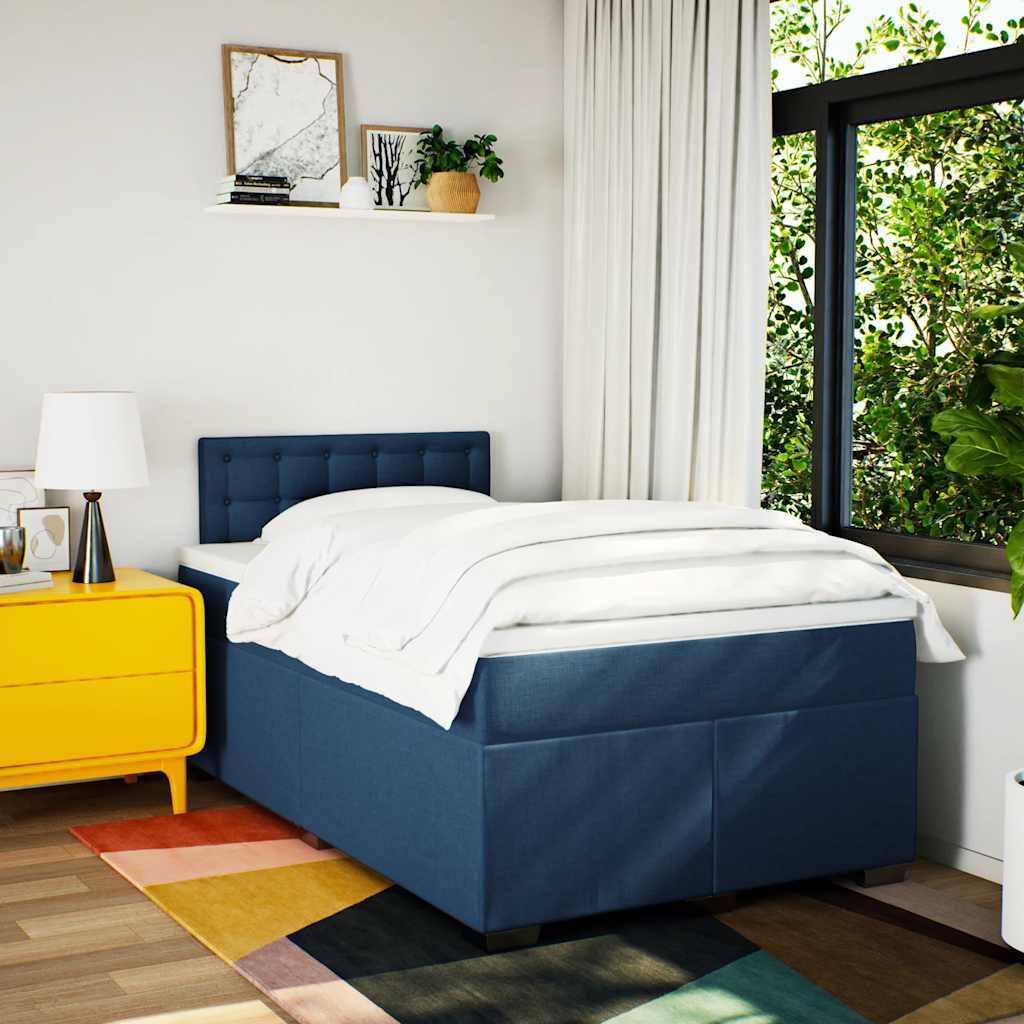 vidaXL Boxspring met matras stof blauw 120x190 cm afbeelding