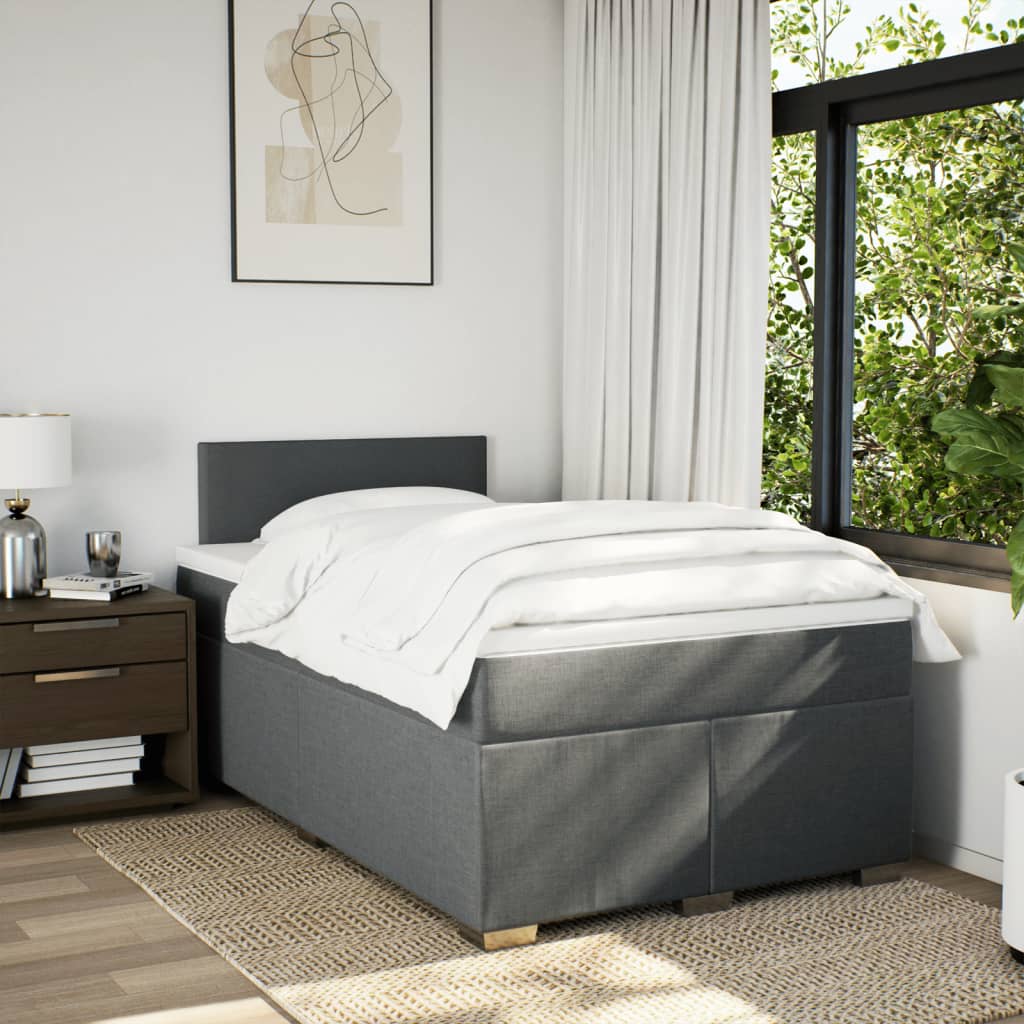 vidaXL Cama com molas/colchão 120x200 cm tecido cinzento-escuro