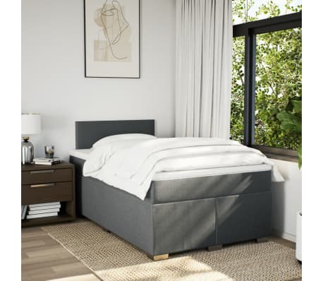 vidaXL Cama com molas/colchão 120x200 cm tecido cinzento-escuro
