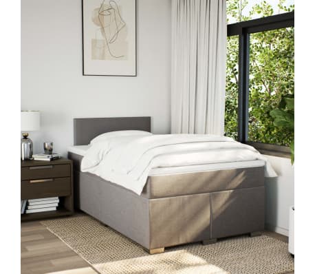 vidaXL Κρεβάτι Boxspring με Στρώμα Taupe 120x200 εκ. Υφασμάτινο
