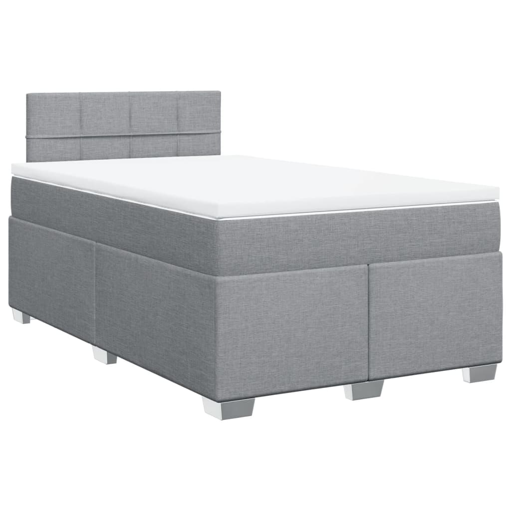 vidaXL Boxspring met matras stof lichtgrijs 120x200 cm grijs, foto 3