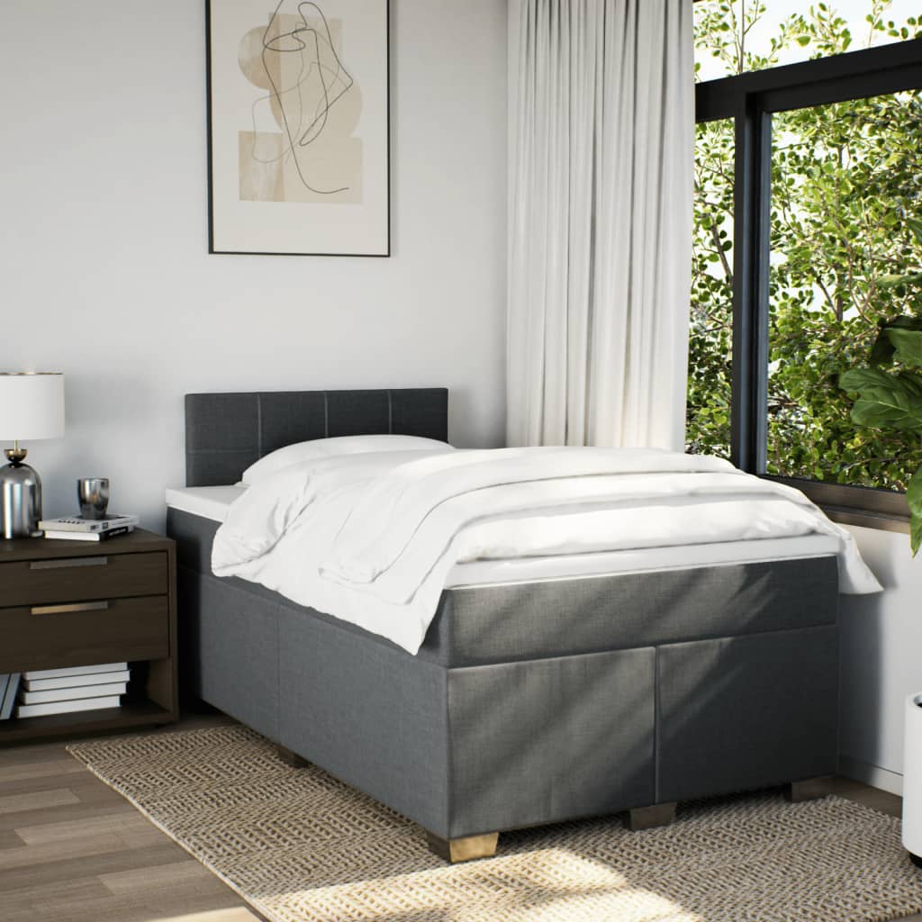 vidaXL Boxspring met matras stof donkergrijs 120x200 cm grijs, foto 2