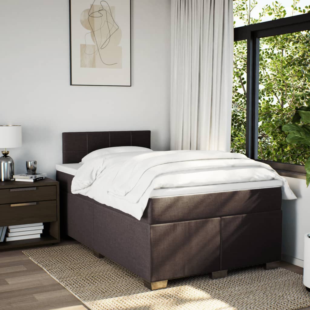 vidaXL Boxspring met matras stof donkerbruin 120x200 cm afbeelding