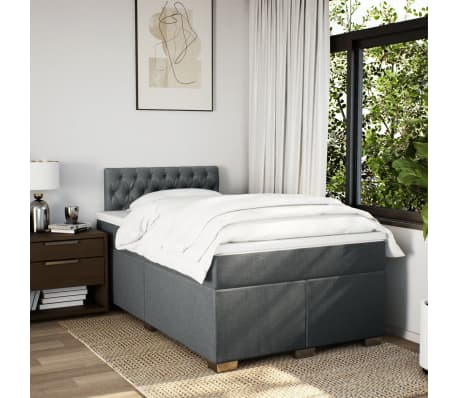 vidaXL Κρεβάτι Boxspring με Στρώμα Σκούρο Γκρι 120x200 εκ. Υφασμάτινο