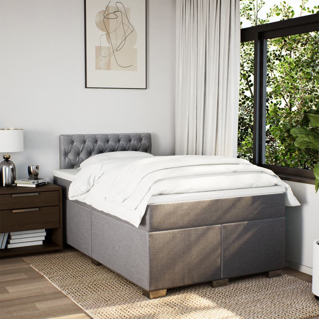 vidaXL Boxspring met matras stof taupe 120x200 cm afbeelding