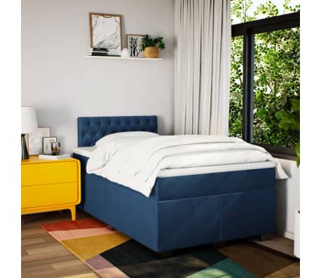 vidaXL Box Spring Bed with Mattress Blue 120x200 cm Fabric