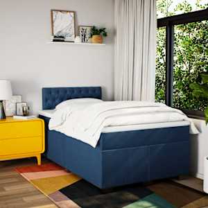 vidaXL Box Spring Bed with Mattress Blue 120x200 cm Fabric