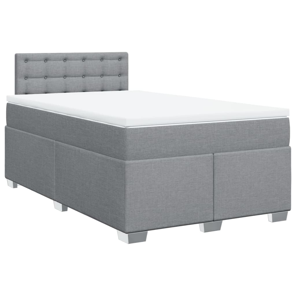 vidaXL Boxspring met matras stof lichtgrijs 120x200 cm grijs, foto 3