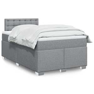 Box spring postel s matrací světle šedá 120 x 200 cm textil - obrázek 1