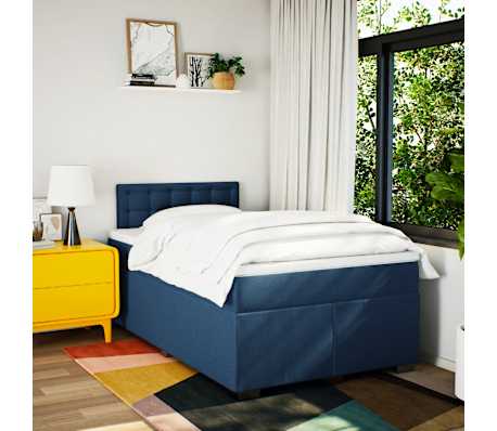 vidaXL Cama com molas/colch&atilde;o 120x200 cm tecido azul