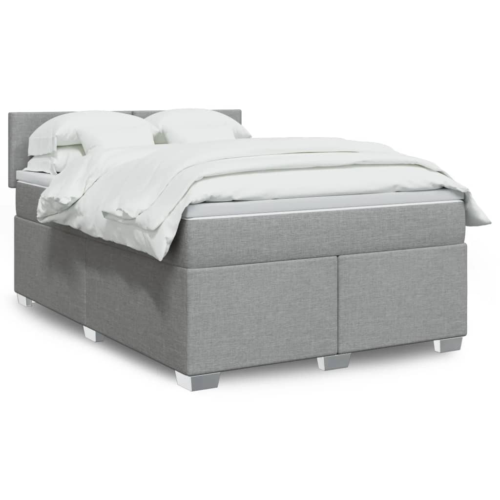 vidaXL Boxspringbett mit Matratze Hellgrau 140x190 cm Stoff