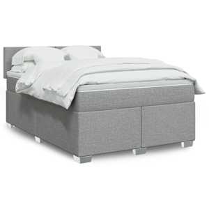 Box spring postel s matrací světle šedá 140 x 190 cm textil - obrázek 1