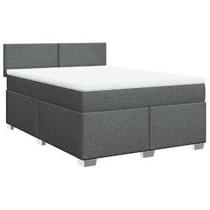 Box spring postel s matrací tmavě šedý 140 x 190 cm textil - obrázek 2