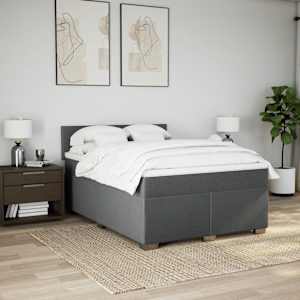 Box spring postel s matrací tmavě šedý 140 x 190 cm textil - obrázek 3