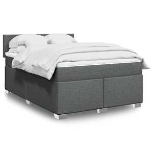 Box spring postel s matrací tmavě šedý 140 x 190 cm textil - obrázek 1