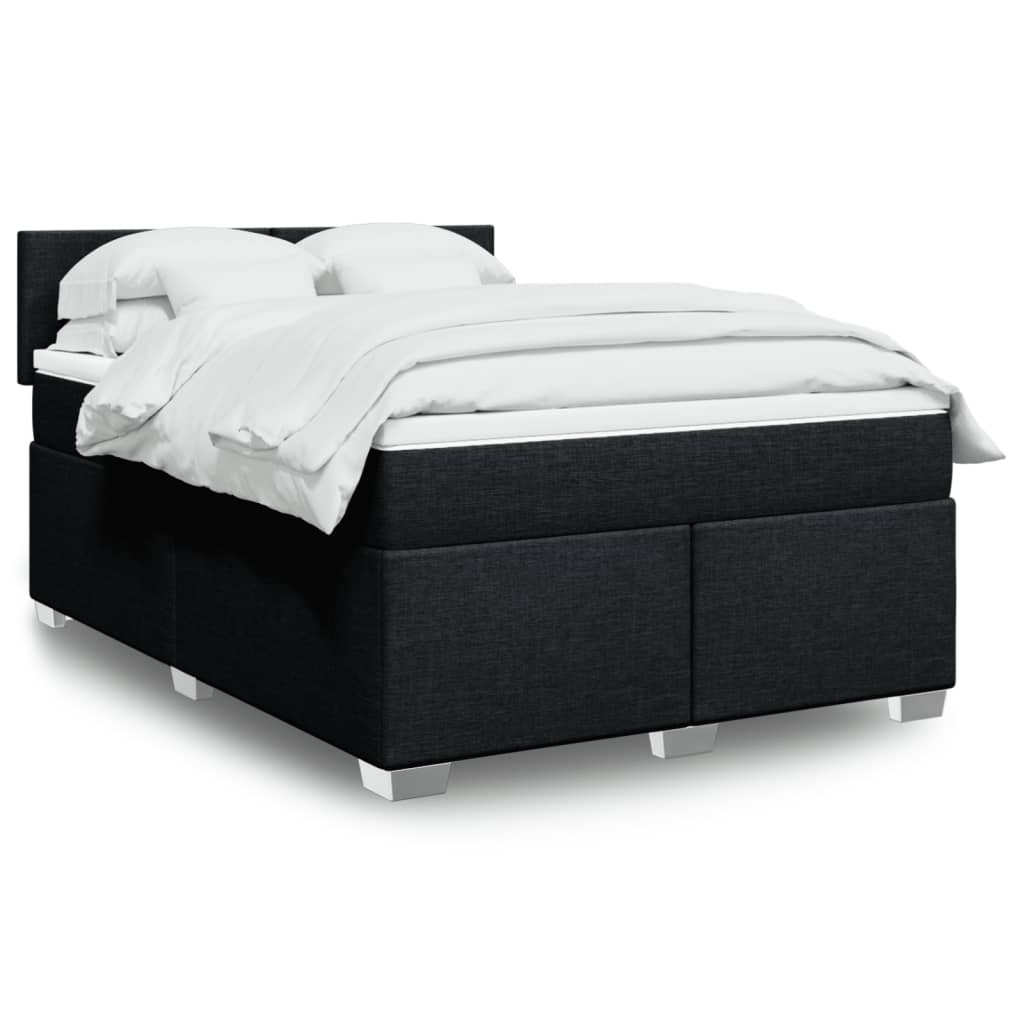 Boxspringbett mit Matratze Schwarz 140×190 cm Stoff