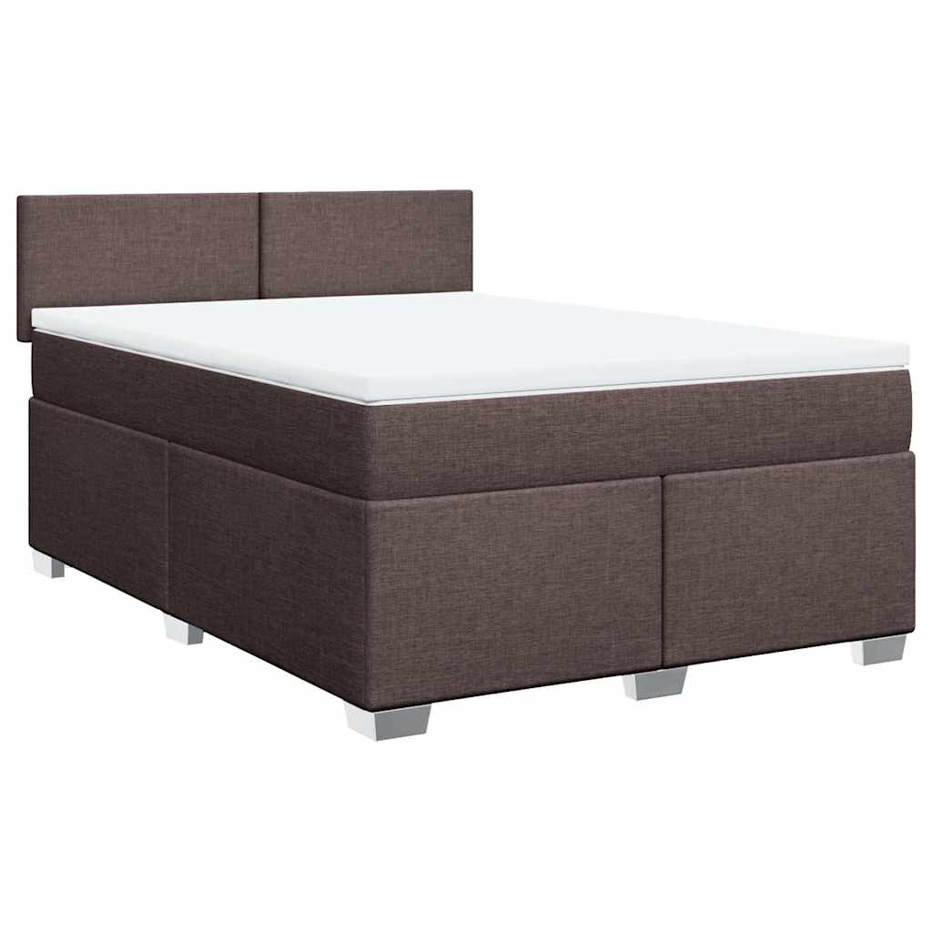 vidaXL Boxspring met matras stof donkerbruin 140x190 cm bruin, foto 3