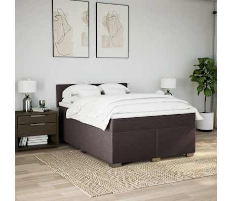 vidaXL kontinentalseng med madras 140x190 cm stof m&oslash;rkebrun