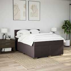 vidaXL Боксспринг легло с матрак, тъмнокафяво, 140x190 см, плат