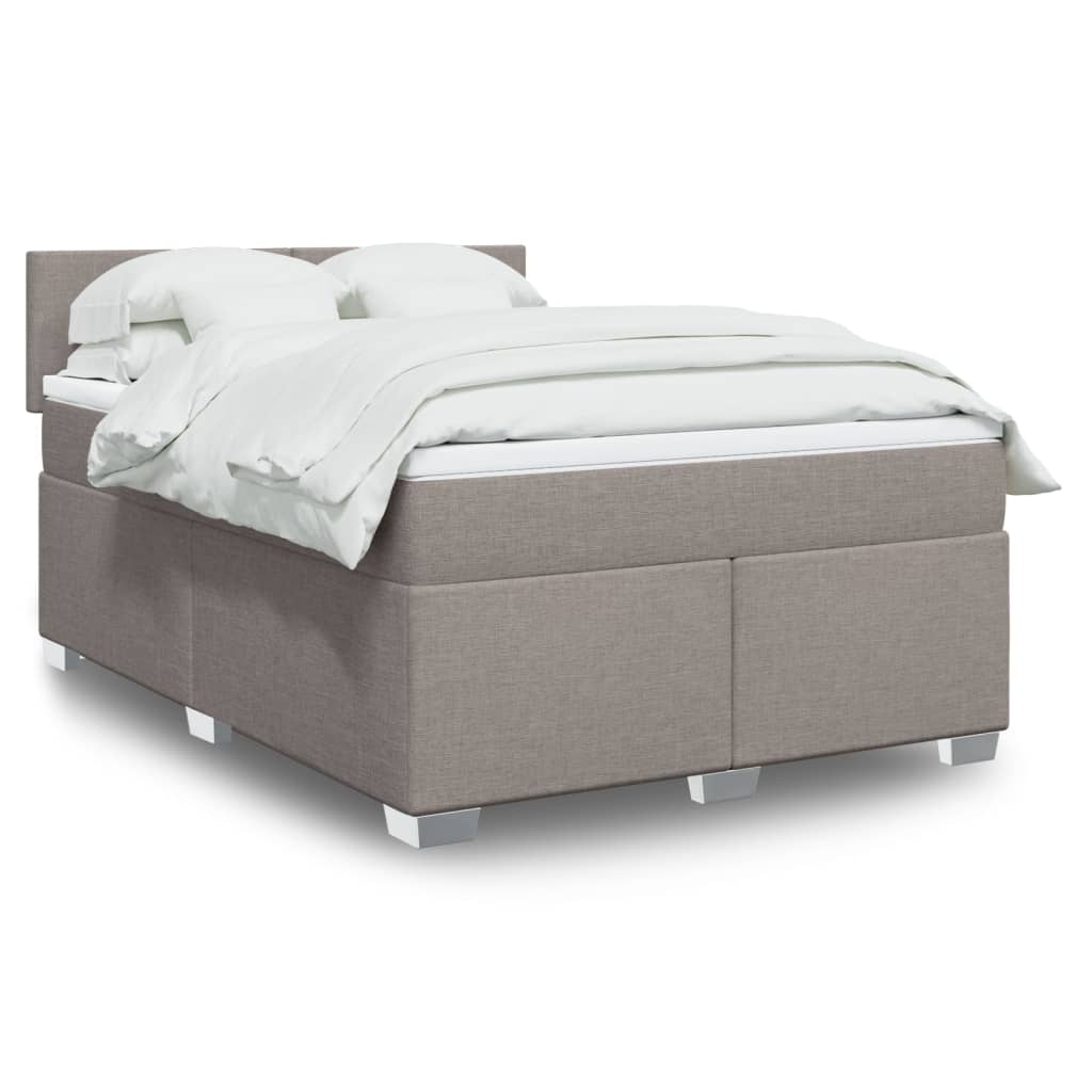 Boxspringbett mit Matratze Taupe 140×190 cm Stoff