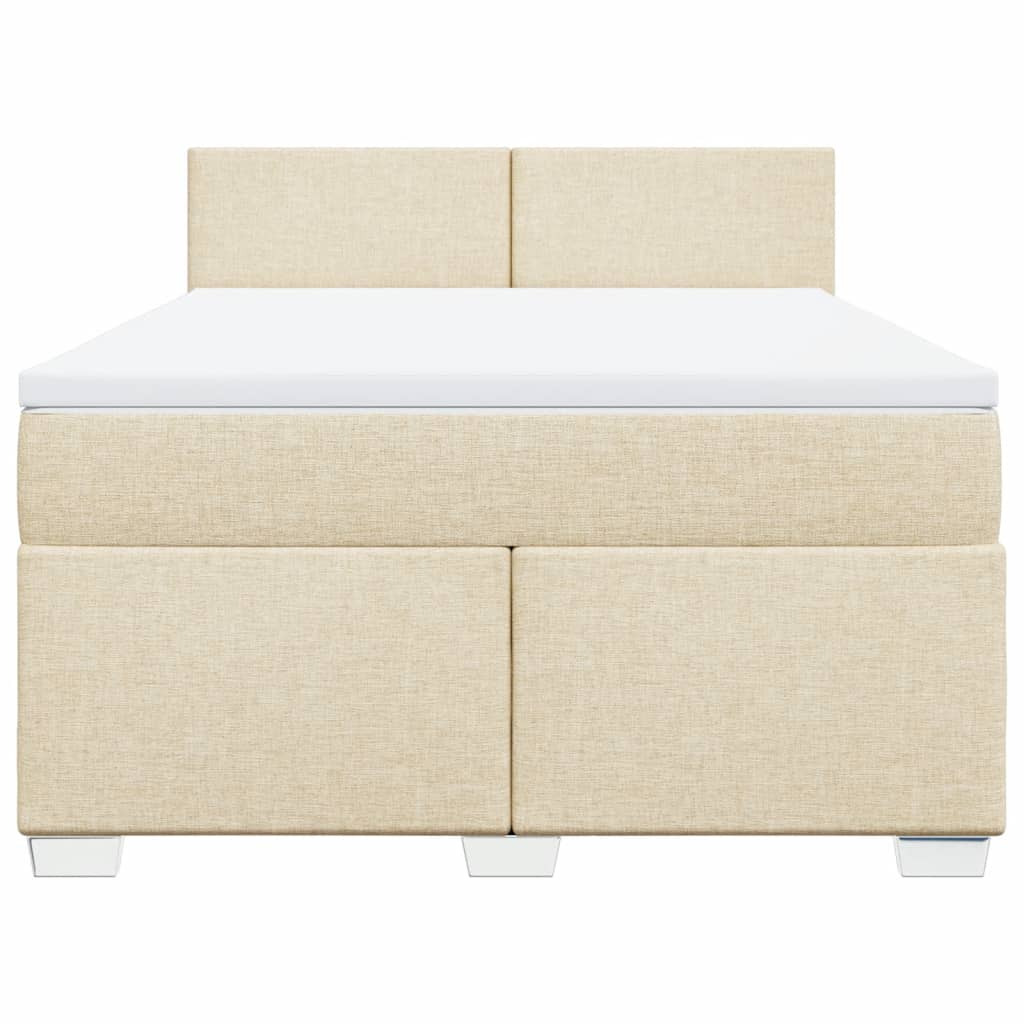 vidaXL Boxspring met matras stof crèmekleurig 140x190 cm, foto 4