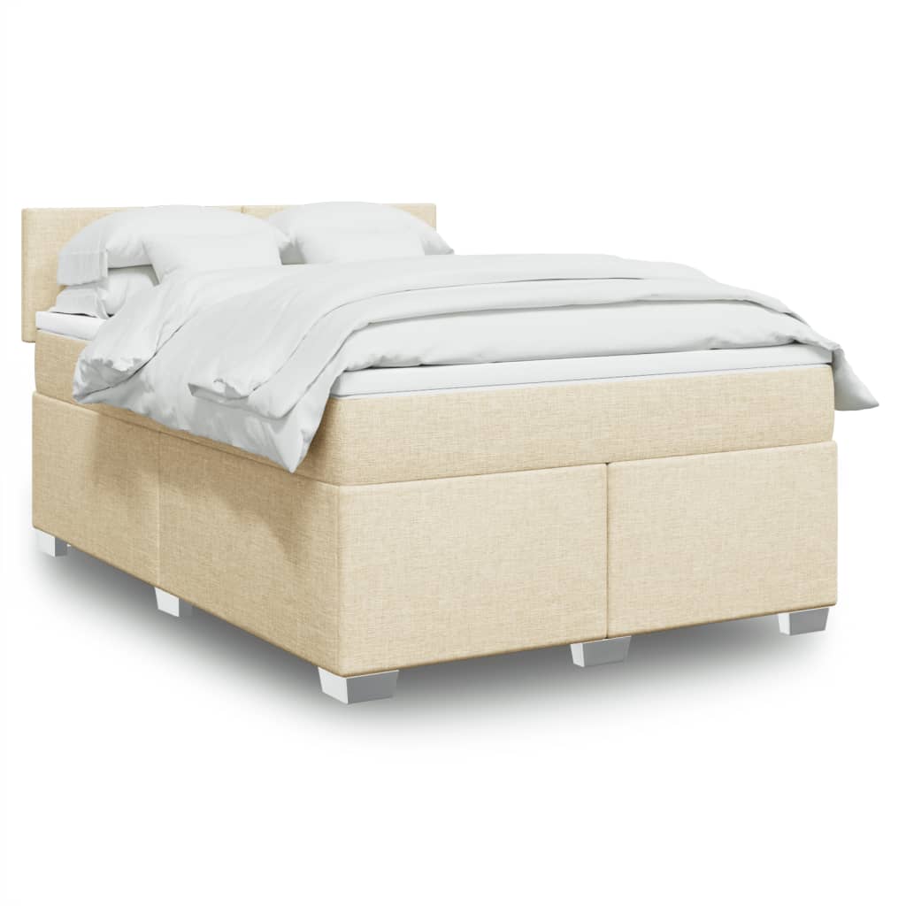 Boxspringbett mit Matratze Creme 140×190 cm Stoff