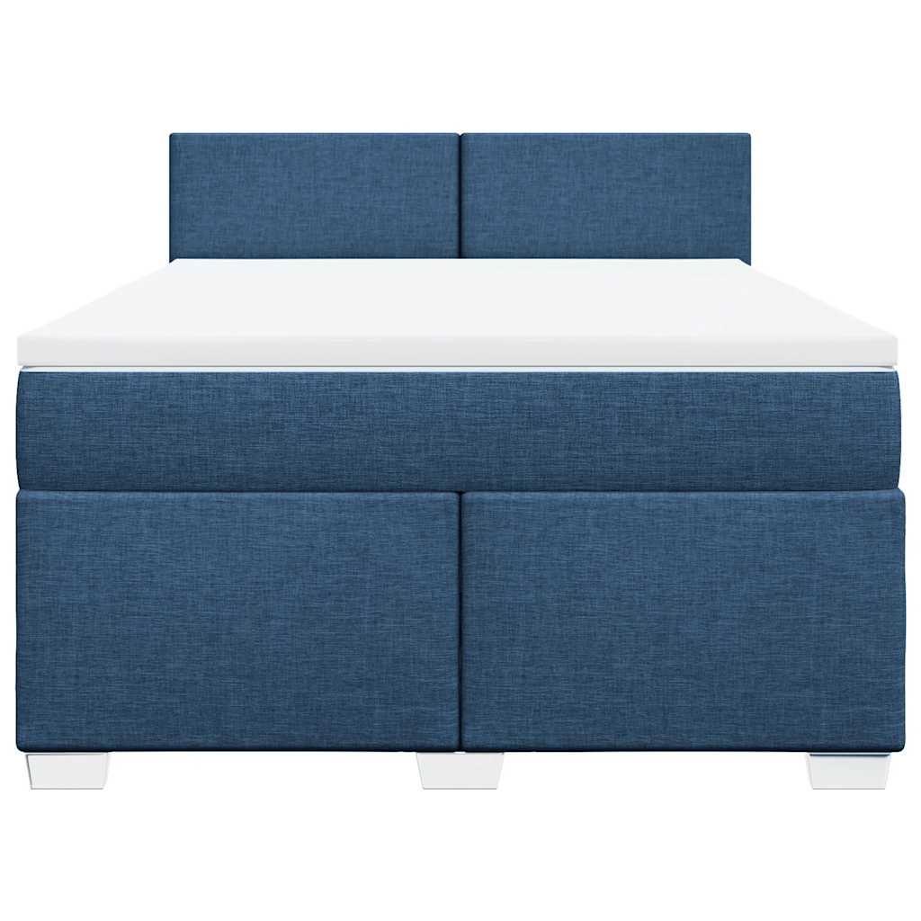 vidaXL Boxspring met matras stof blauw 140x190 cm, foto 4