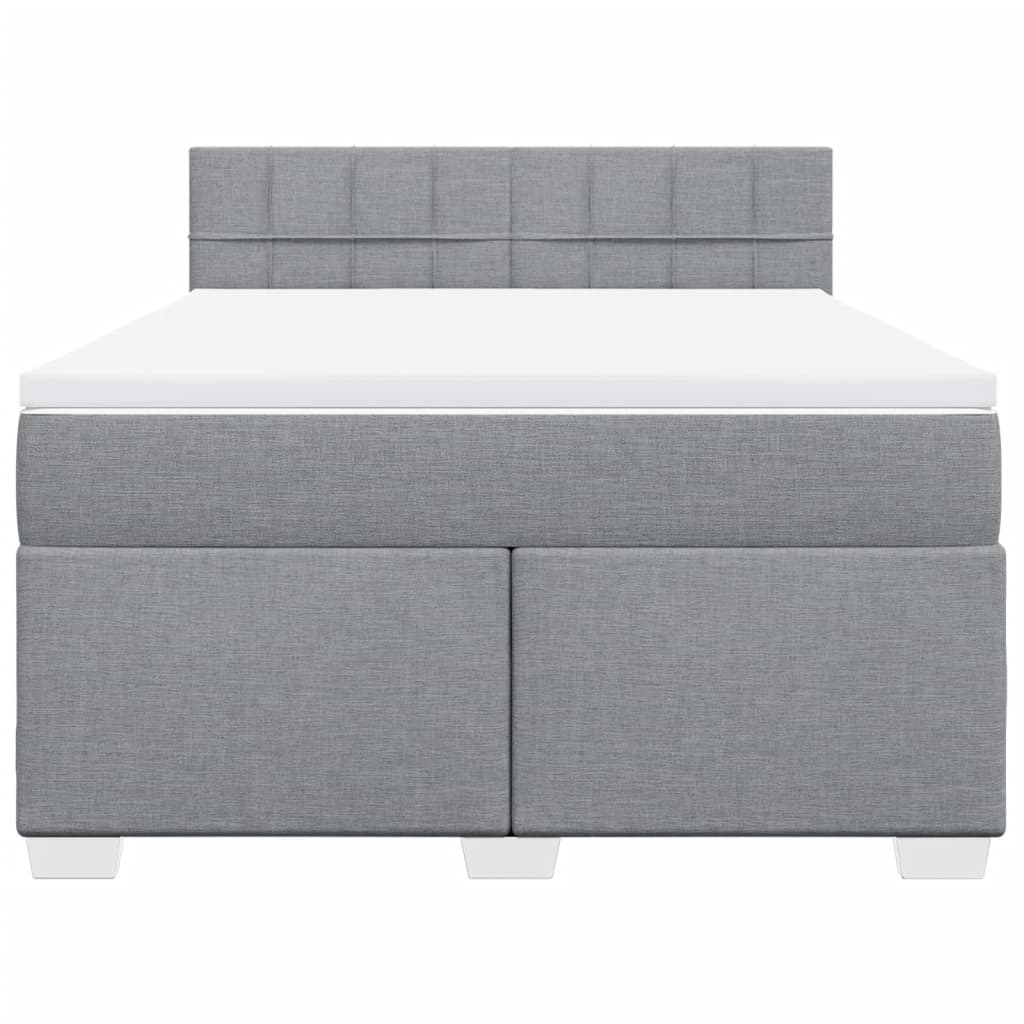 vidaXL Boxspring met matras stof lichtgrijs 140x190 cm grijs, foto 4