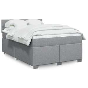 Box spring posteljni z vzmetnico svetlo siv 140x190 cm blago