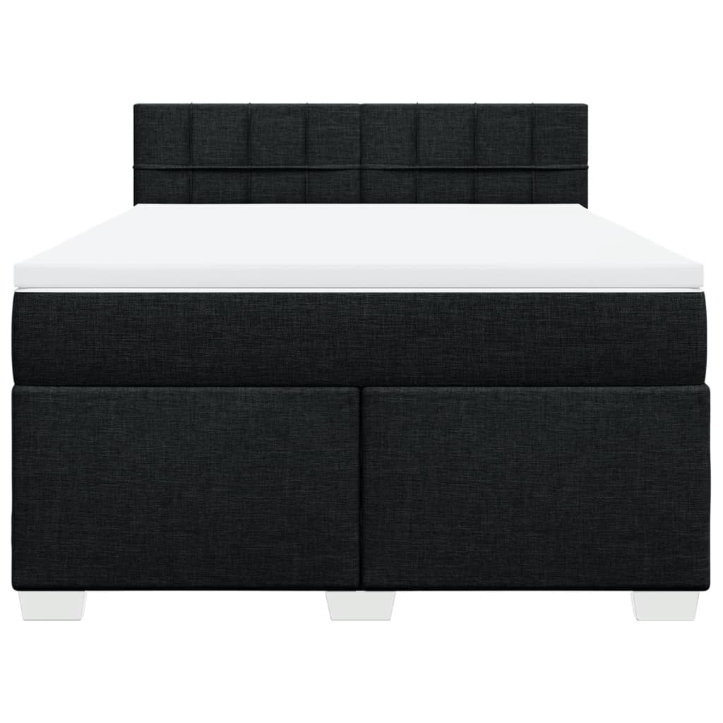 vidaXL Boxspring met matras stof zwart 140x190 cm, foto 4