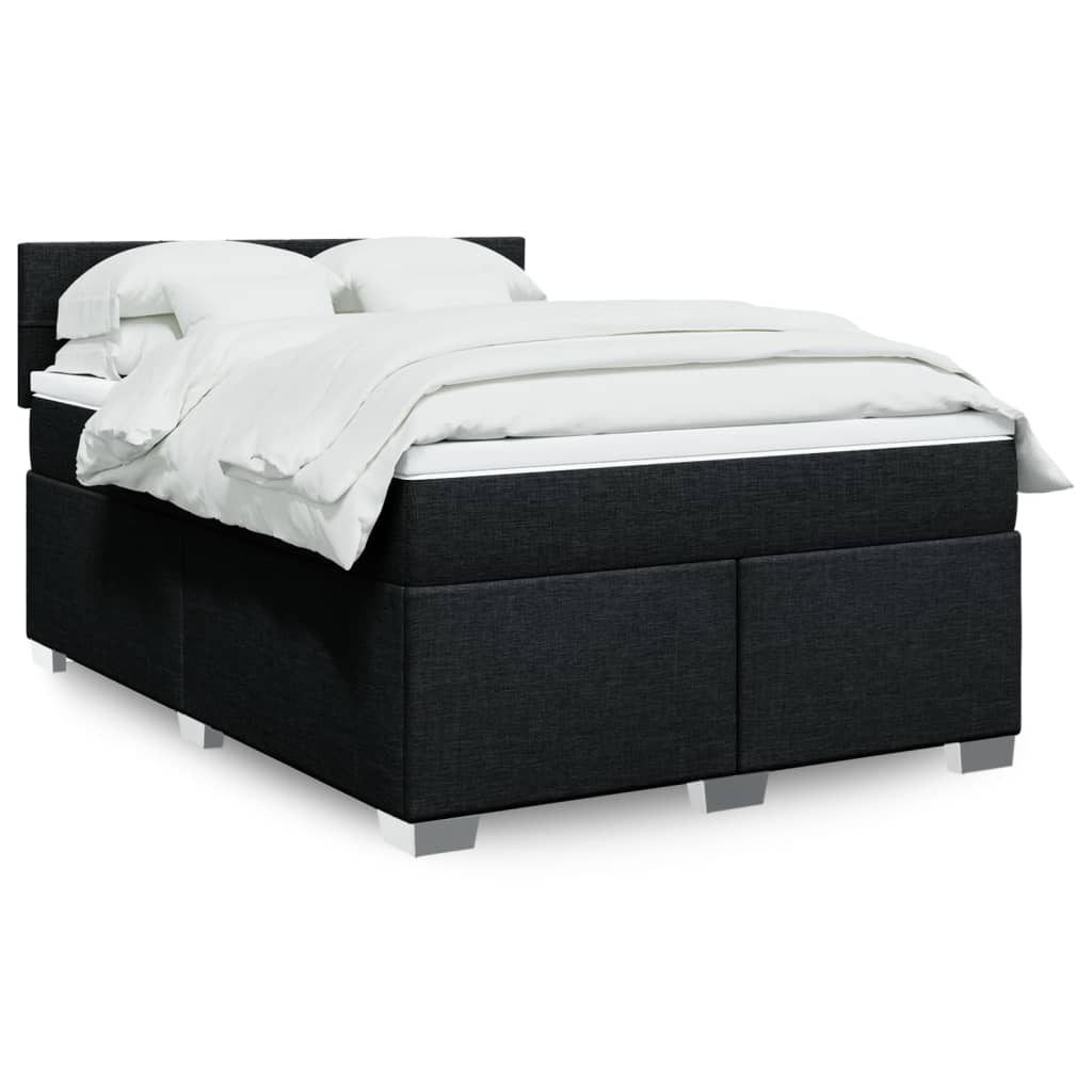 vidaXL Boxspringbett mit Matratze Schwarz 140x190 cm Stoff