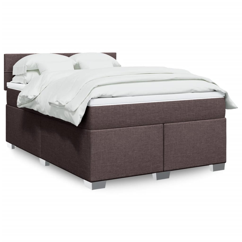 vidaXL Boxspringbett mit Matratze Dunkelbraun 140x190 cm Stoff