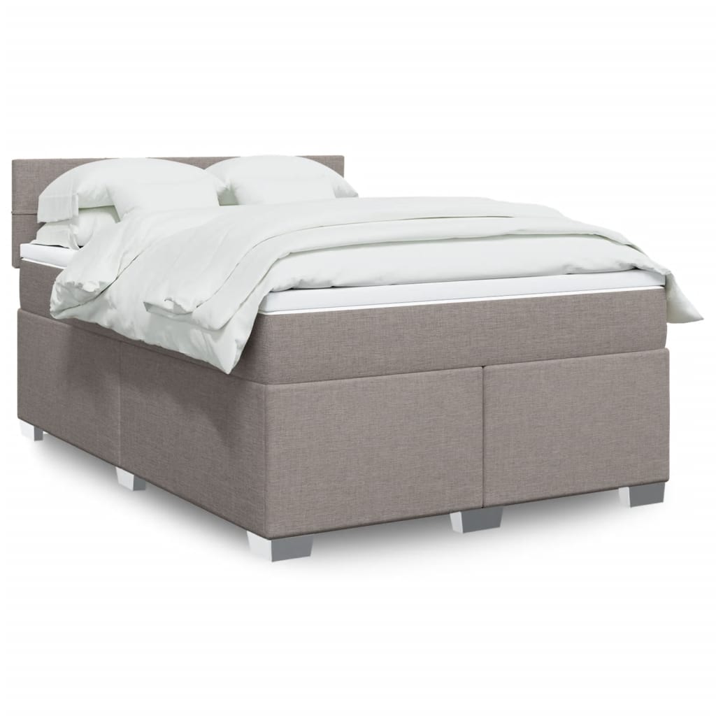 vidaXL Boxspringbett mit Matratze Taupe 140x190 cm Stoff