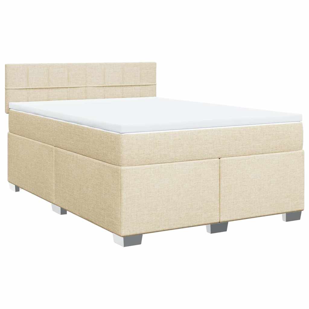 vidaXL Boxspring met matras stof crèmekleurig 140x190 cm, foto 3