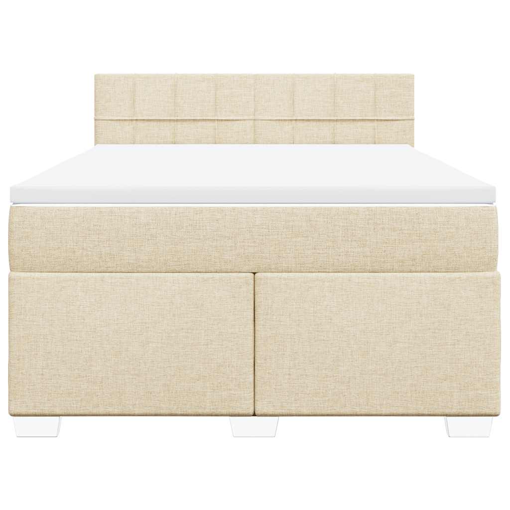 vidaXL Boxspring met matras stof crèmekleurig 140x190 cm, foto 4