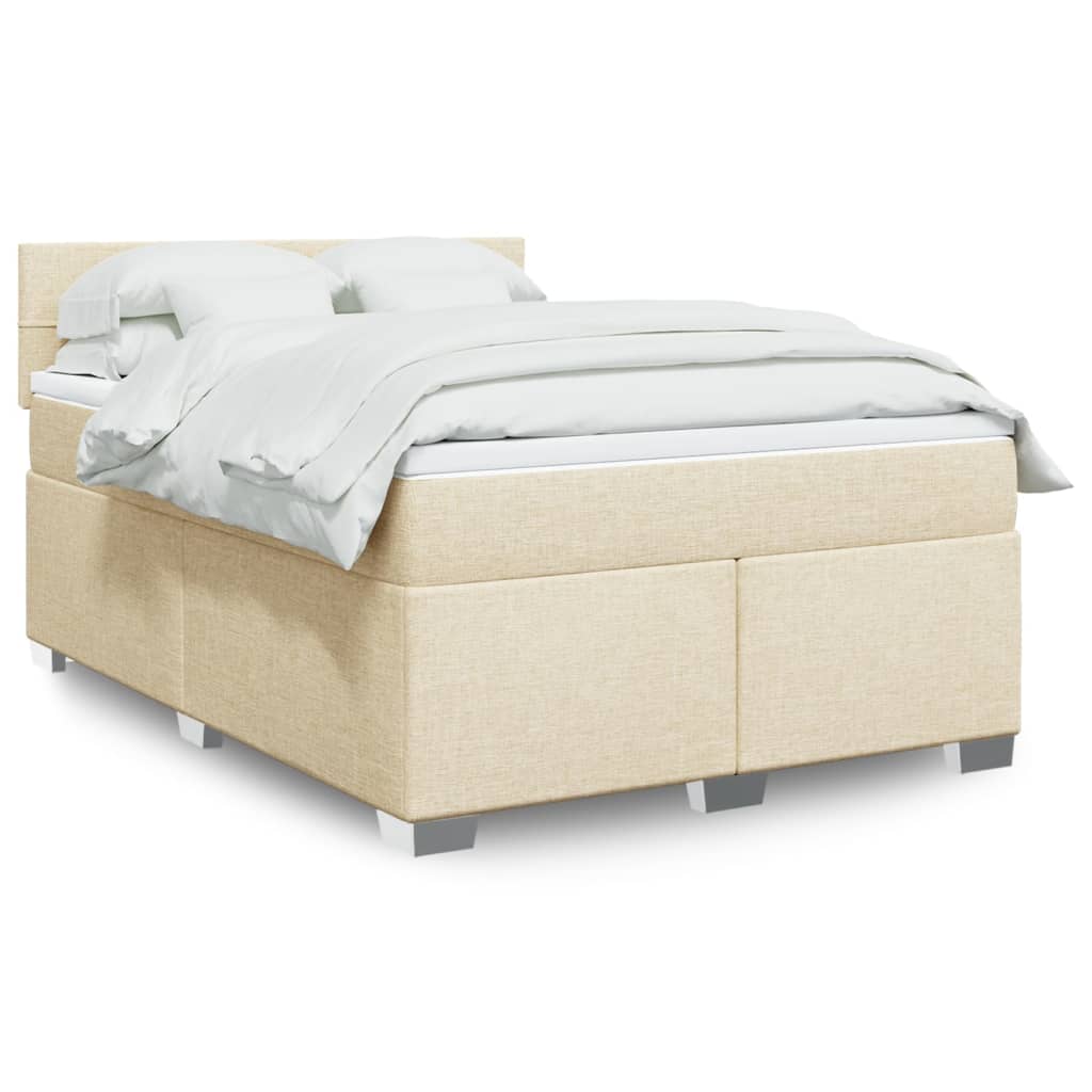 Boxspringbett mit Matratze Creme 140×190 cm Stoff