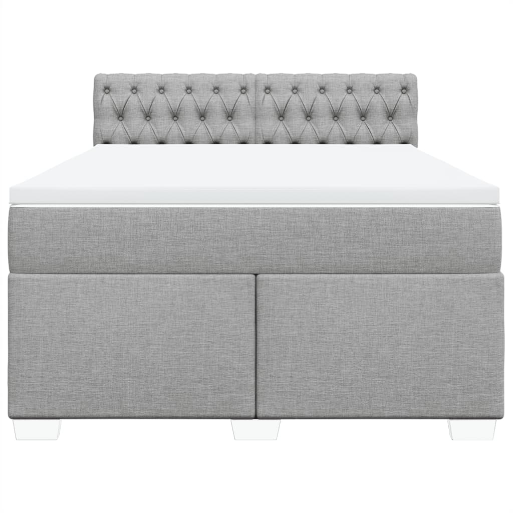 vidaXL Boxspring met matras stof lichtgrijs 140x190 cm grijs, foto 4