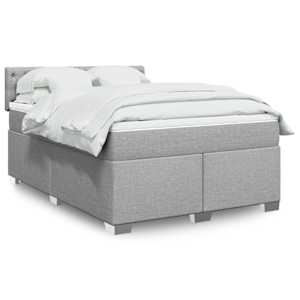 Box spring posteljni z vzmetnico svetlo siv 140x190 cm blago