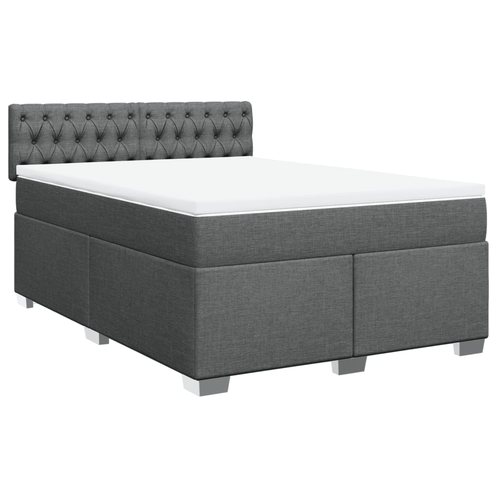 vidaXL Box spring postel s matrací tmavě šedý 140 x 190 cm textil