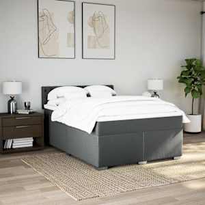 Box spring postel s matrací tmavě šedý 140 x 190 cm textil - obrázek 3
