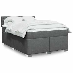 Box spring postel s matrací tmavě šedý 140 x 190 cm textil - obrázek 1