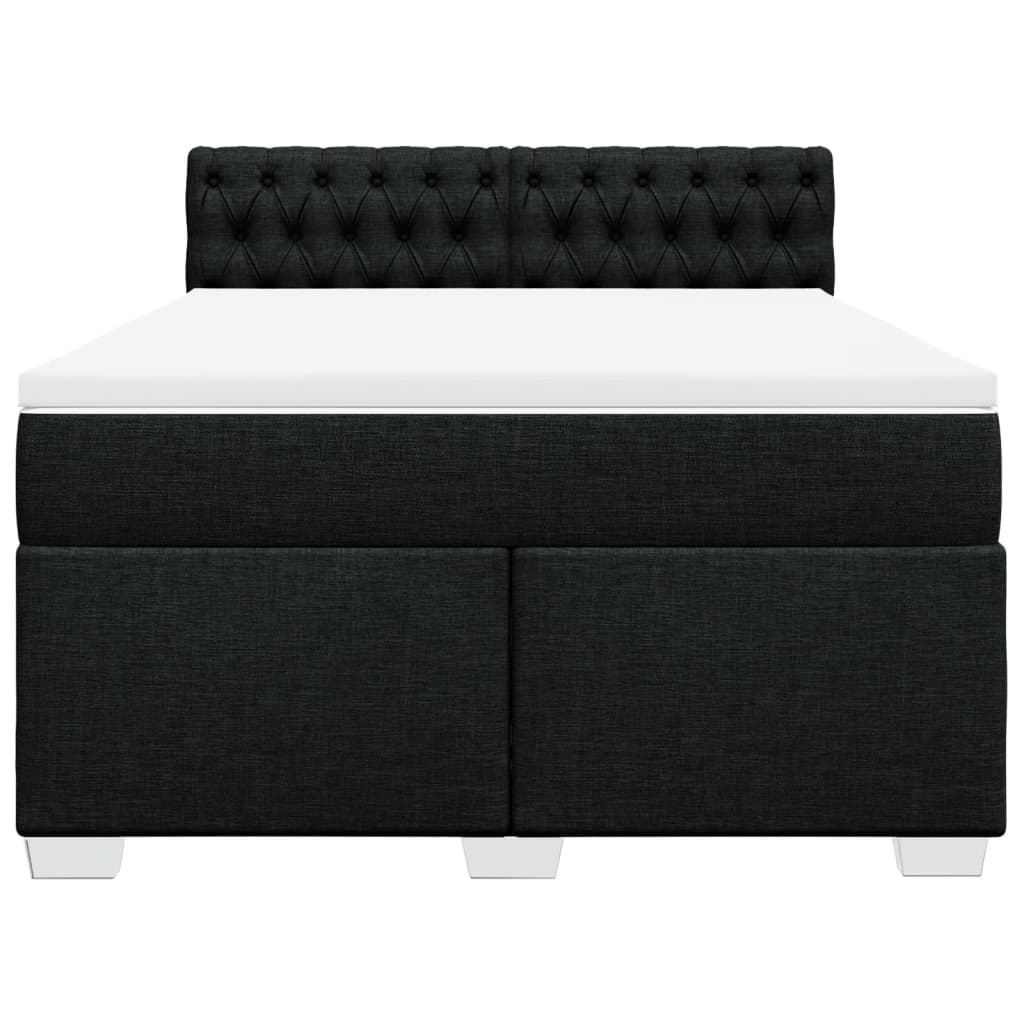 vidaXL Boxspring met matras stof zwart 140x190 cm, foto 4